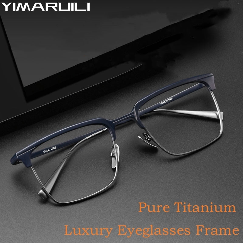 Yimaruili Men's Full Rim Square Titanium Eyeglasses S1905 Full Rim Yimaruili Eyeglasses   