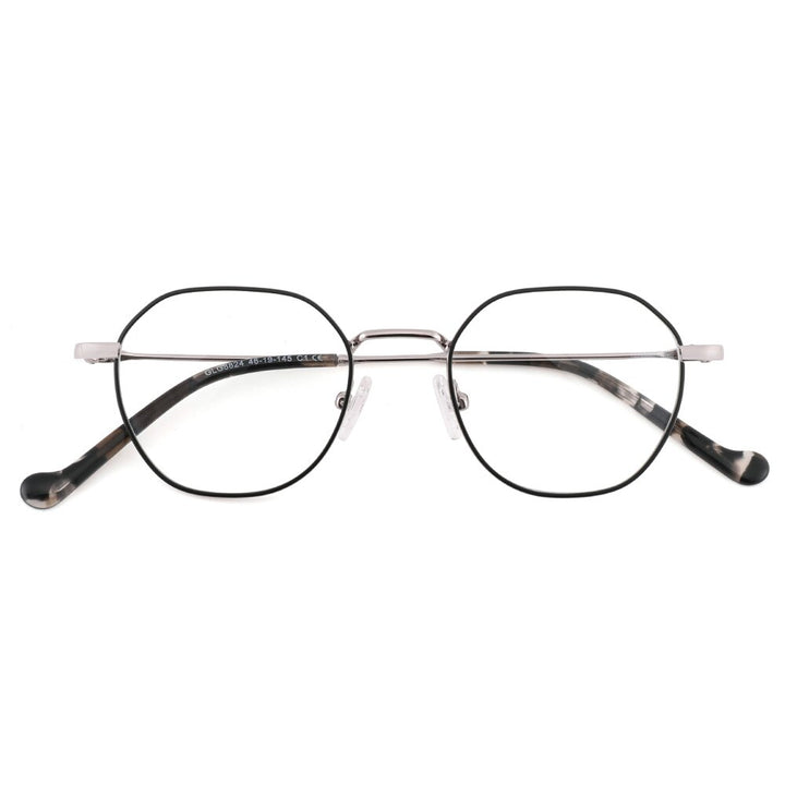 Laoyehui Unisex Full Rim Small Round Alloy Myopic Reading Glasses 8824c1 Reading Glasses Laoyehui 0 Black Silver 
