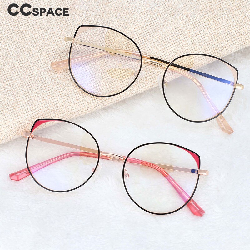 CCSpace Women's Full Rim Round Alloy Frame Eyeglasses 54376 Full Rim CCspace   