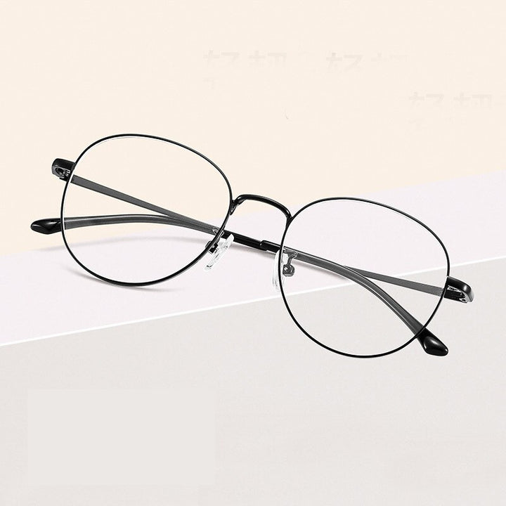 Reven Jate Unisex Full Rim Round Alloy Eyeglasses 8901 Full Rim Reven Jate black  