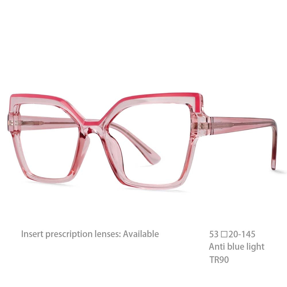 CCspace Women's Full Rim Butterfly Cat Eye Tr 90 Titanium Frame Eyeglasses 54463 Full Rim CCspace China Pink 