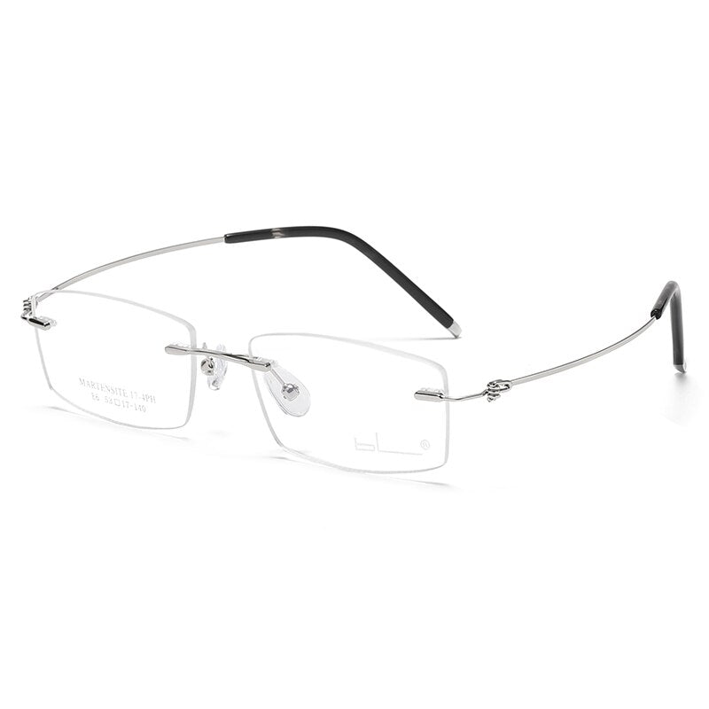 Reven Jate Unisex Rimless Rectangle Titanium Alloy Eyeglasses 8581 Rimless Reven Jate silver  