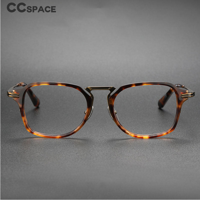 CCSpace Unisex Full Rim Flat Square Titanium Eyeglasses 55372 Full Rim CCspace   