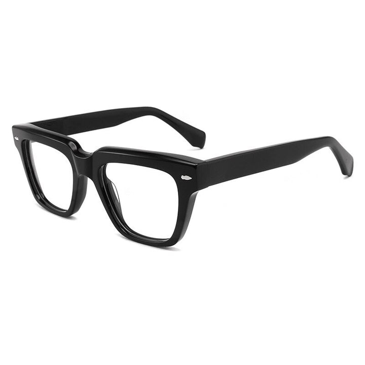 Gatenac Unisex Full Rim Square Acetate Frame Eyeglasses Gxyj773 Full Rim Gatenac Black  