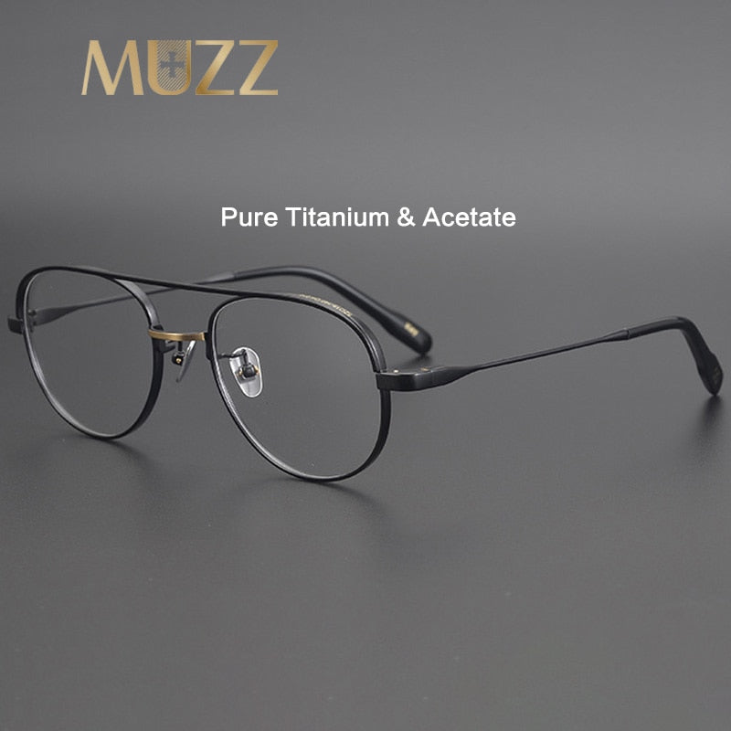 Muzz Unisex Full Rim Oval Round Titanium Double Bridge Frame Eyeglasses 1217 Full Rim Muzz   