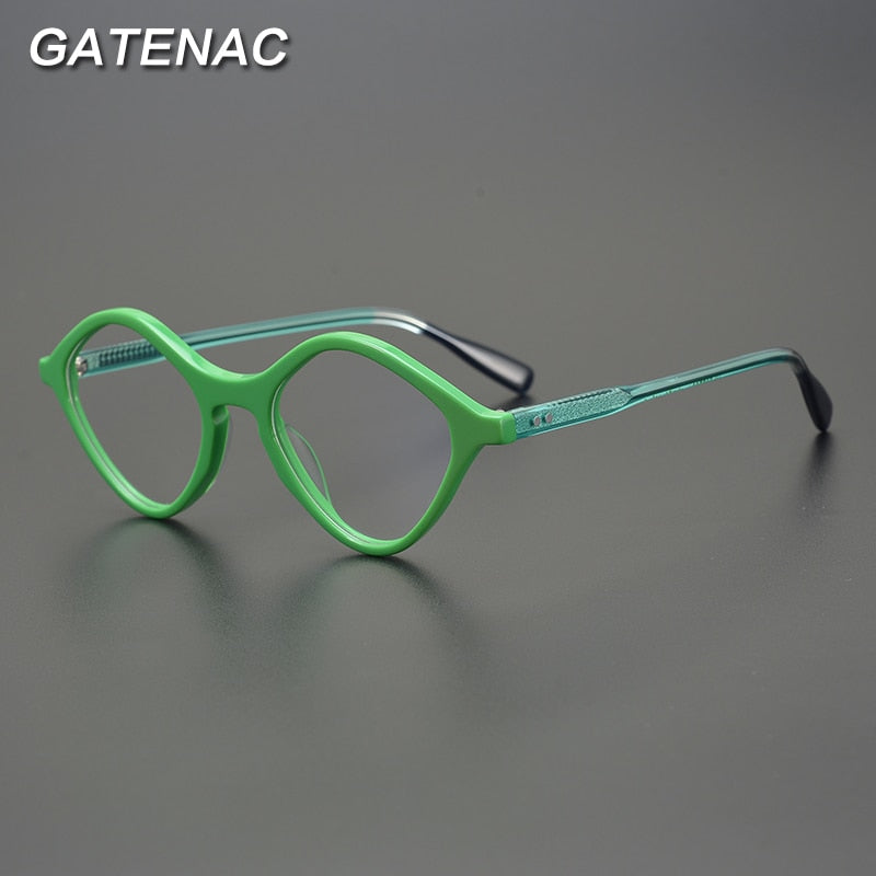 Gatenac Unisex Full Rim Irregular Oval Cat Eye Acetate Eyeglasses Gxyj877 Full Rim Gatenac   