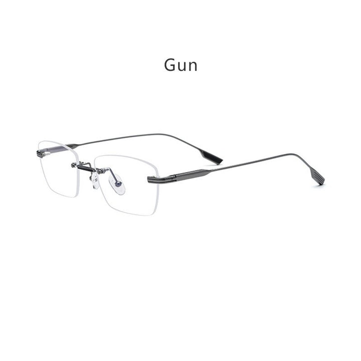 Hdcrafter Unisex Rimless Polygon Square Titanium Eyeglasses 10093 Rimless Hdcrafter Eyeglasses Gray  