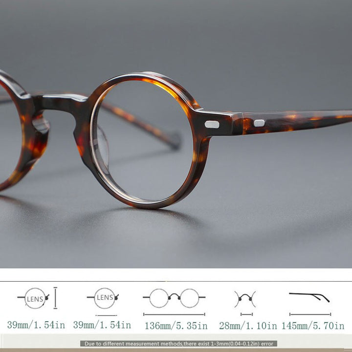 Yujo Unisex Full Rim Small Round Acetate Fiber Eyeglasses Optional Polarized Lenses Full Rim Yujo   