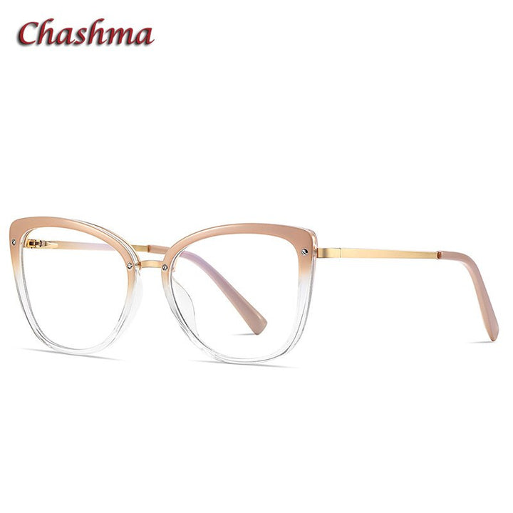 Chashma Ochki Unisex Full Rim Square Cat Eye Tr 90 Stainless Steel Eyeglasses 2076 Full Rim Chashma Ochki   