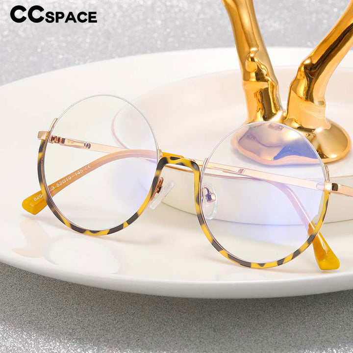 CCSpace Women's Semi Rim Round Alloy Acetate Eyeglasses 54997 Semi Rim CCspace   
