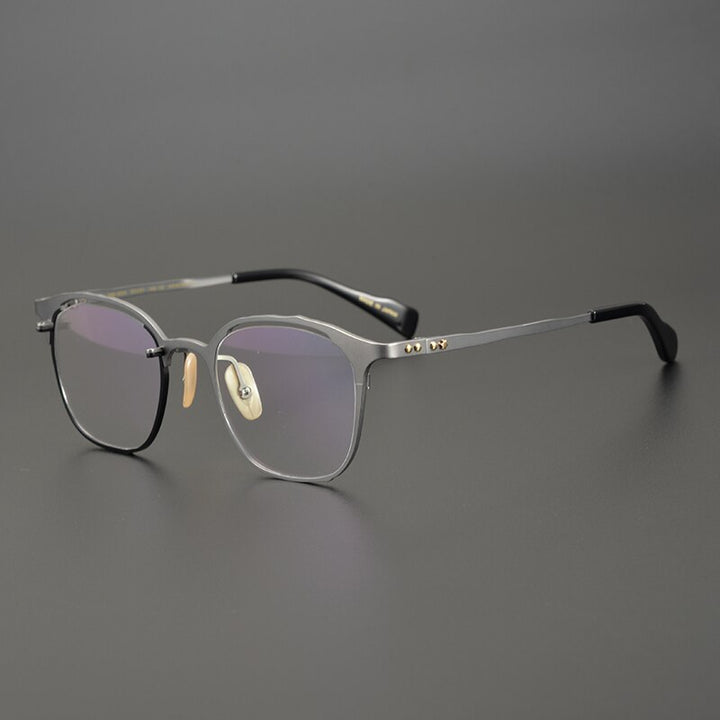 Gatenac Unisex Full Rim Square Titanium Eyeglasses Gxyj870 Full Rim Gatenac Silver  