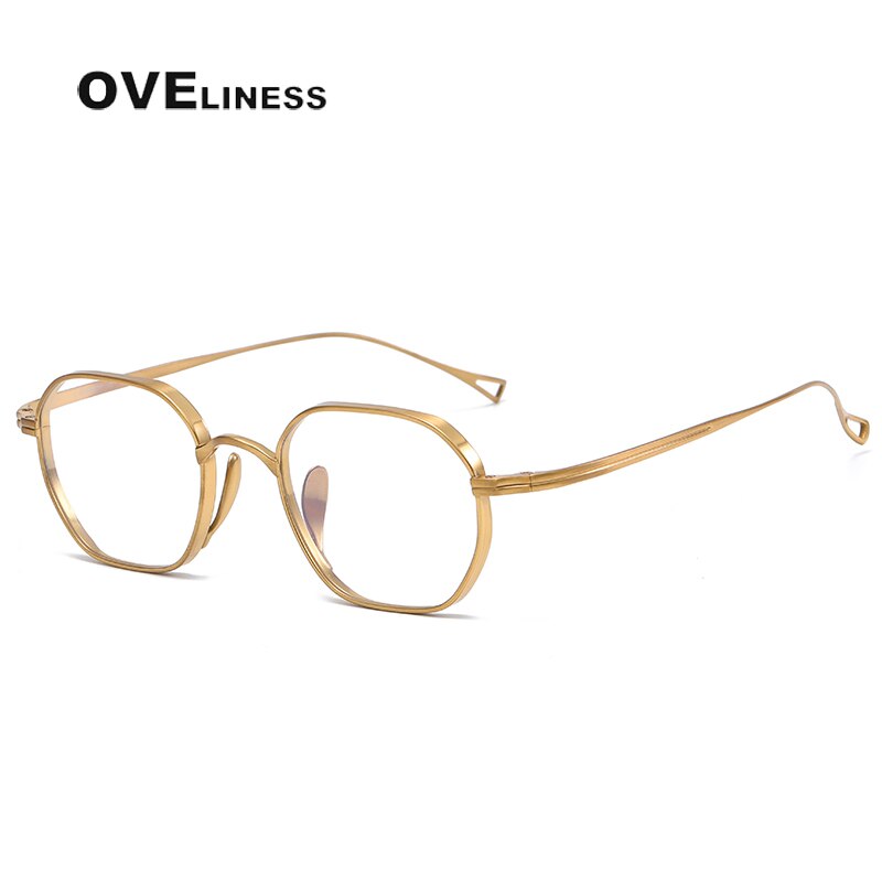 Oveliness Unisex Full Rim Oval Square Titanium Eyeglasses 9917 Full Rim Oveliness gold  
