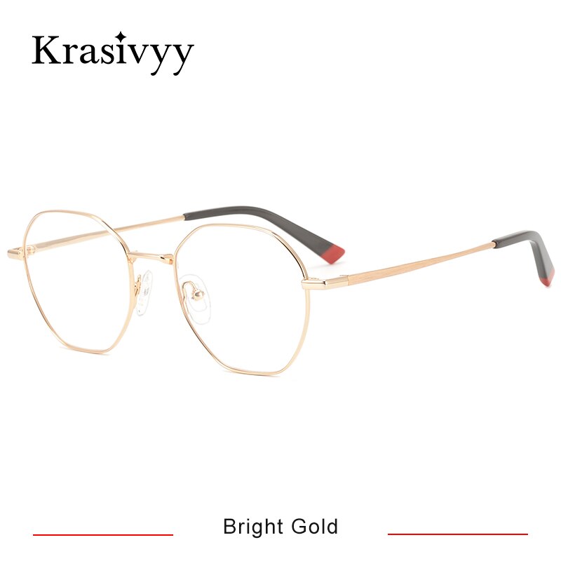 Krasivyy Men's Full Rim Polygon Titanium Eyeglasses Kr16025 Full Rim Krasivyy Bright  Gold CN 