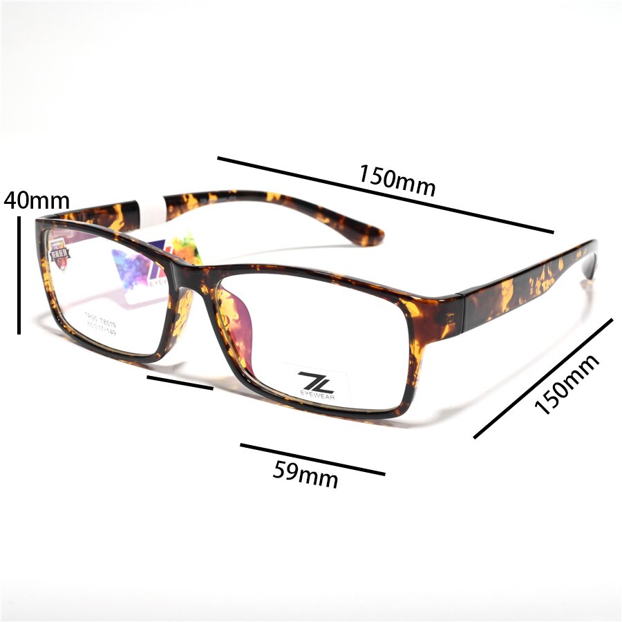 Cubojue Men's Full Rim Oversized Square 155mm Myopic Reading Glasses Reading Glasses Cubojue no function lens 0 M2 leopard 
