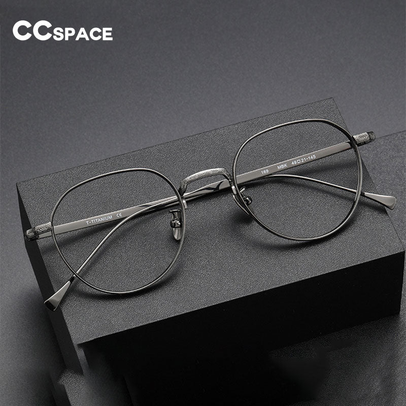 CCSpace Unisex Full Rim Round Titanium Eyeglasses 55975 Full Rim CCspace   