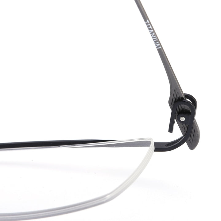 Muzz Men's Semi Rim Rectangle IP Titanium Eyebrow Frame Eyeglasses 04 Semi Rim Muzz   
