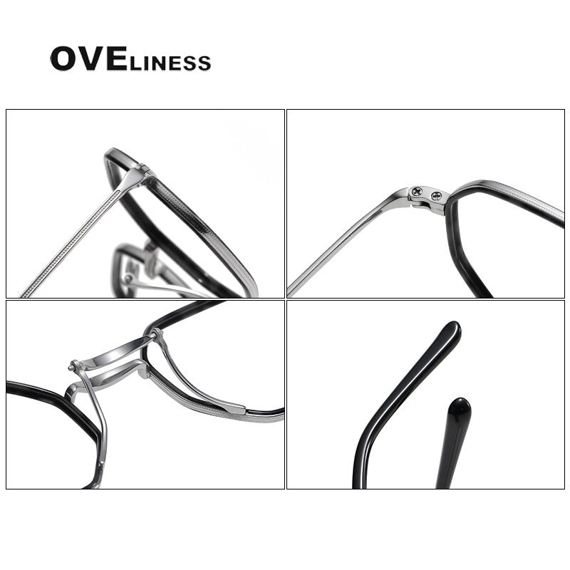 Oveliness Unisex Full Rim Irregular Square Titanium Eyeglasses 80808 Full Rim Oveliness   