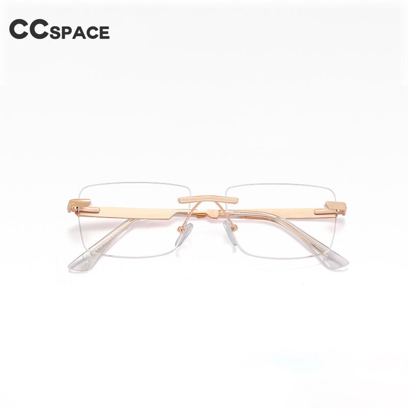 CCspace Unisex Rimless Square Alloy Eyeglasses 55384 Rimless CCspace   