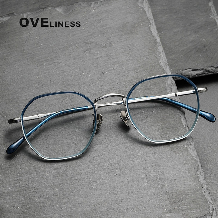 Oveliness Unisex Full Rim Irregular Square Acetate Titanium Eyeglasses 8502 Full Rim Oveliness   