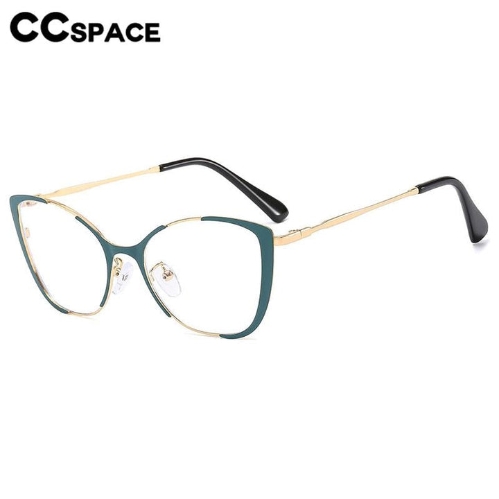 CCSpace Women's Full Rim Square Cat Eye Alloy Eyeglasses 56802 Full Rim CCspace   