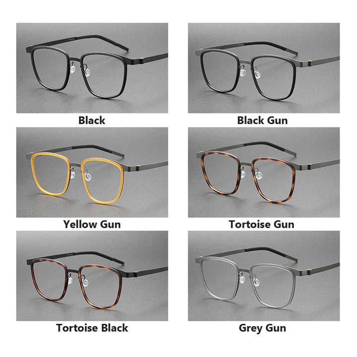 Oveliness Unisex Full Rim Square Screwless Titanium Eyeglasses 9717 Full Rim Oveliness   