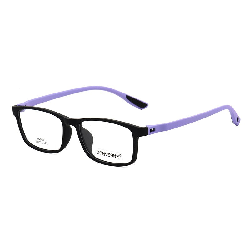 Zirosat Unisex Full Rim Square Ultem Frame Eyeglasses M2039 Full Rim Zirosat black-purple  