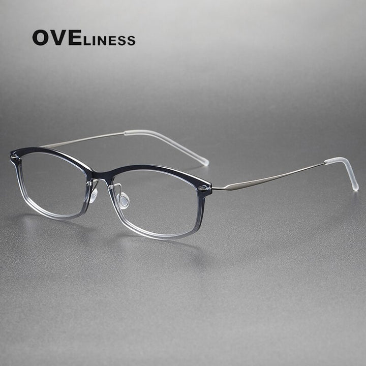 Oveliness Unisex Full Rim Square Screwless Acetate Titanium Eyeglasses 6512 Full Rim Oveliness gradient grey  