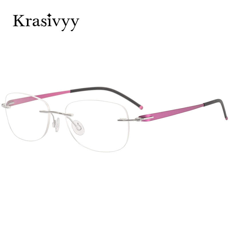 Krasivyy Unisex Rimless Oval Square Screwless Titanium Eyeglasses Kr5004 Rimless Krasivyy   
