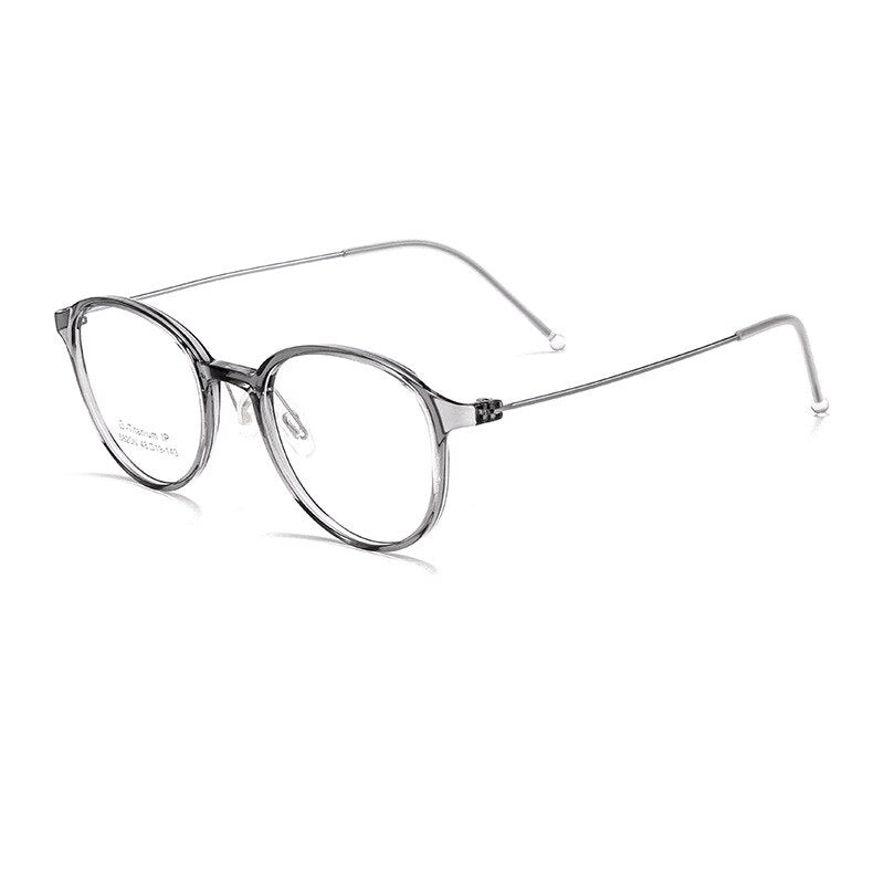 KatKani Unisex Full Rim Round Square Tr 90 Titanium Eyeglasses 5820N Full Rim KatKani Eyeglasses Transparent Gray  