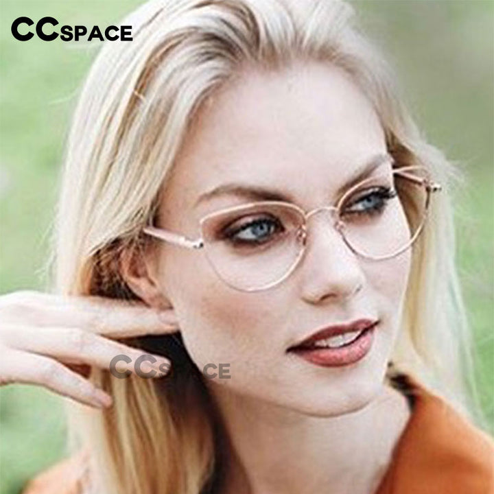 CCspace Unisex Full Rim Cat Eye Alloy Frame Eyeglasses 45969 Full Rim CCspace   