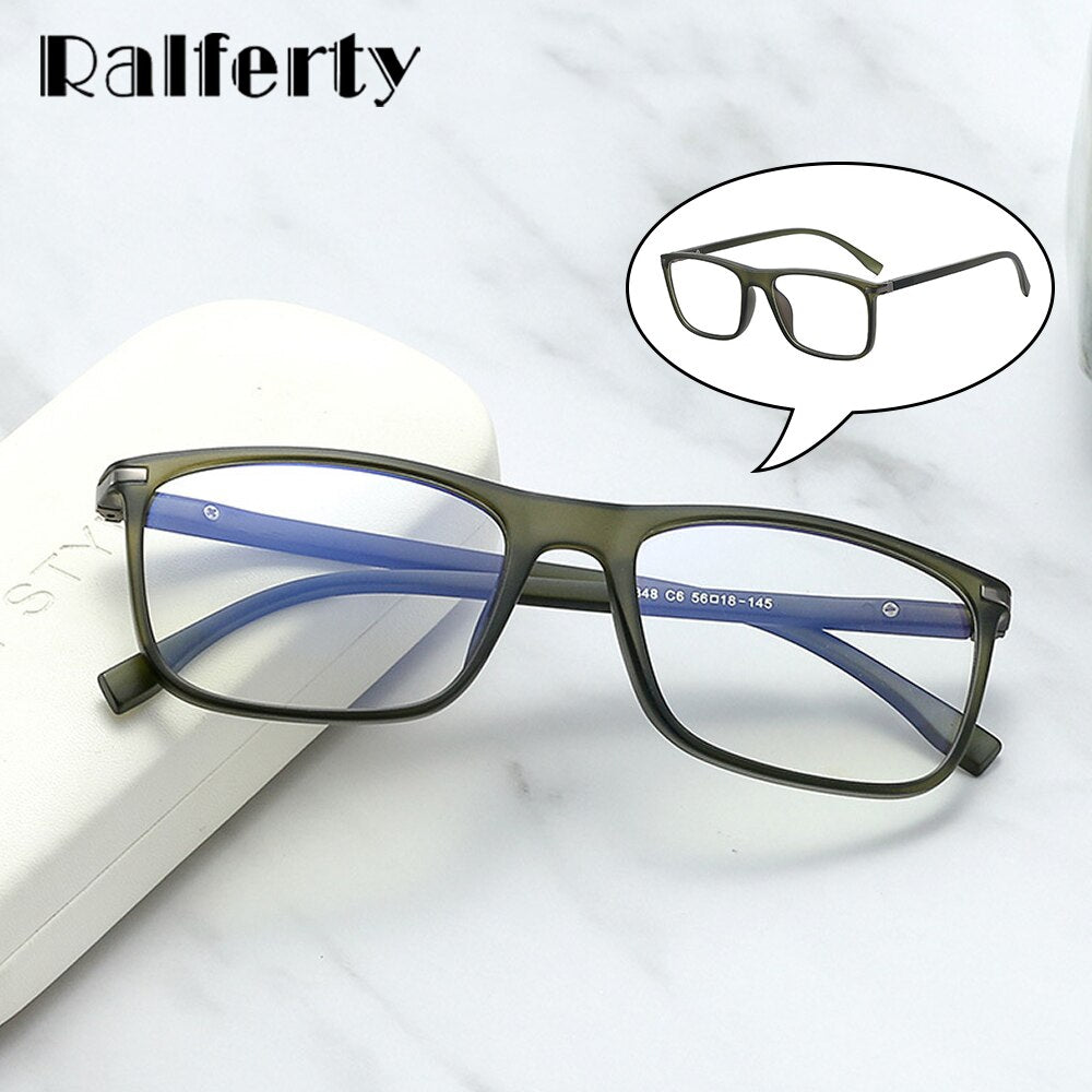 Ralferty Men's Full Rim Square Tr 90 Acetate Eyeglasses F95348 Full Rim Ralferty   