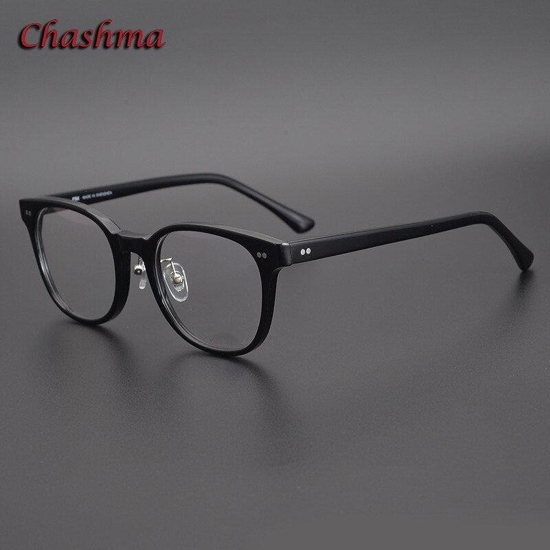 Chashma Ochki Unisex Full Rim Round Handcrafted Acetate Eyeglasses 2060 Full Rim Chashma Ochki Black  