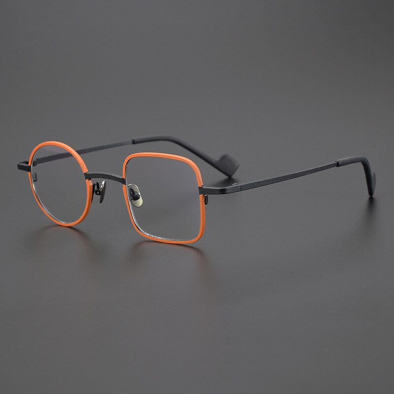 Gatenac Unisex Full Rim Irregular Square Round Titanium Eyeglasses Gxyj1008 Full Rim Gatenac Orange  