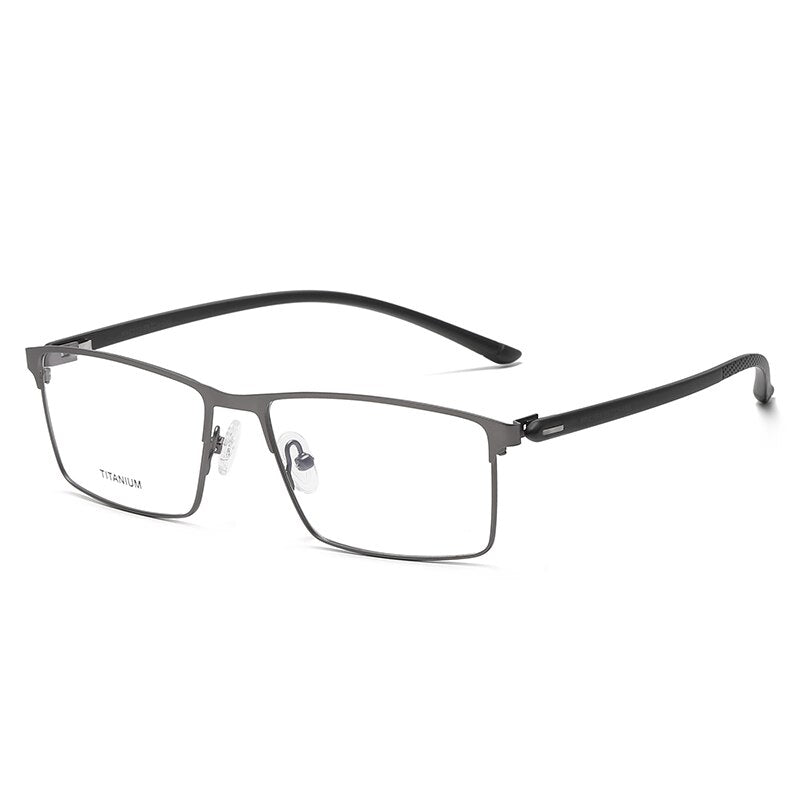 Reven Jate Unisex Full Rim Square Titanium Eyeglasses P8837 Full Rim Reven Jate grey  