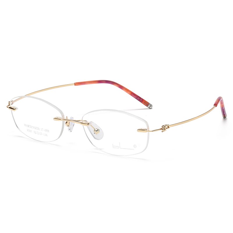 Reven Jate Unisex Rimless Rectangle Titanium Alloy Eyeglasses 8587 Rimless Reven Jate golden red  