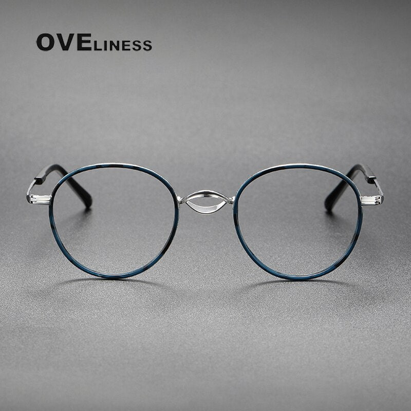 Oveliness Unisex Full Rim Round Acetate Titanium Eyeglasses 1825 Full Rim Oveliness   