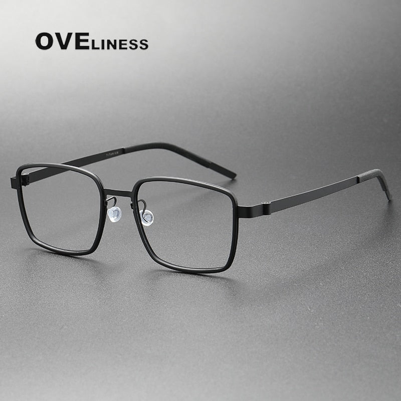 Oveliness Unisex Full Rim Square Screwless Acetate Titanium Eyeglasses 9754 Full Rim Oveliness black  