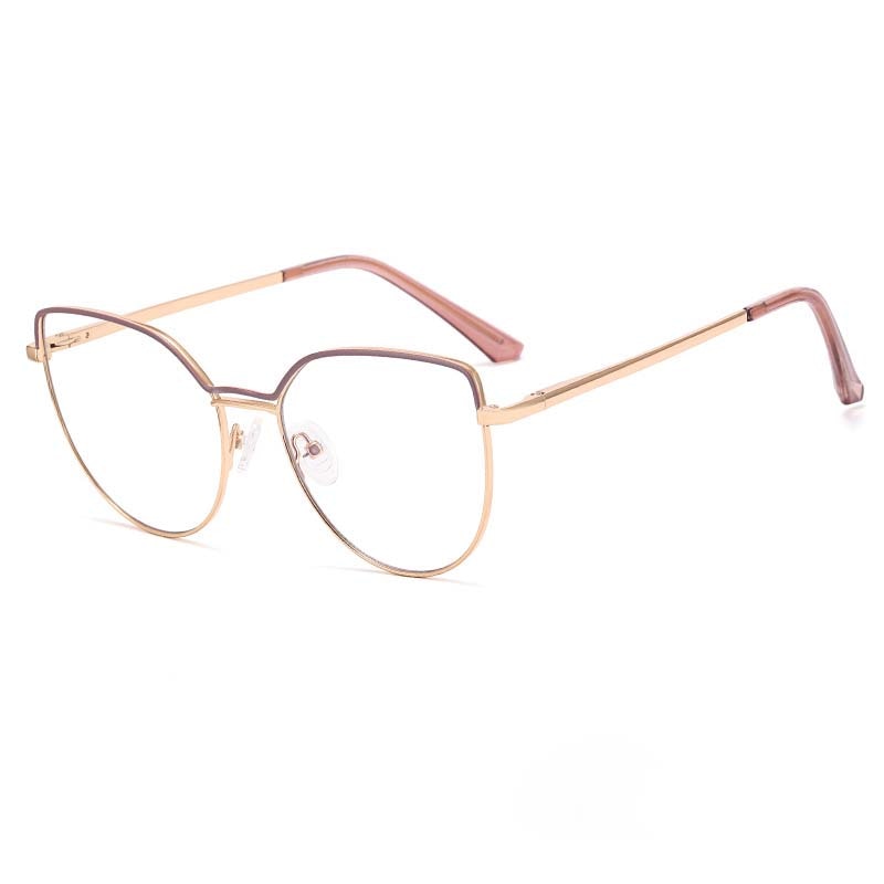 CCspace Women's Full Rim Square Cat Eye Stainless Steel Double Bridge Eyeglasses 53261 Full Rim CCspace   