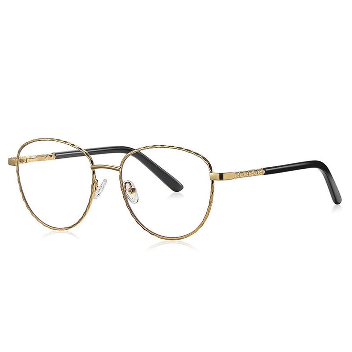 CCSpace Women's Full Rim Round Square Stainless Steel Eyeglasses 54529 Full Rim CCspace China Gold black 