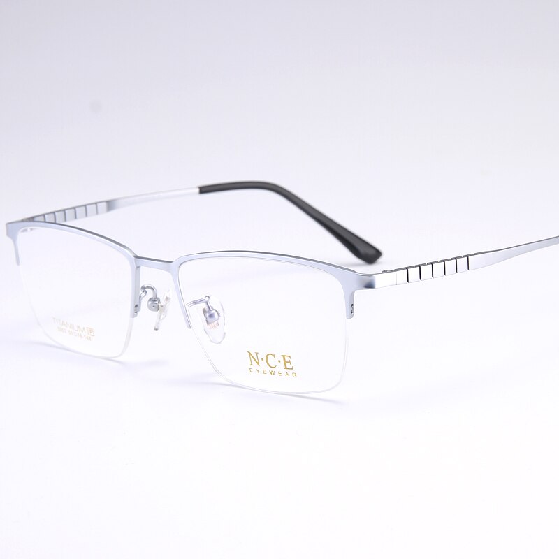 Bclear Men's Semi Rim Square Titanium Eyeglasses My5003 Semi Rim Bclear Silver  