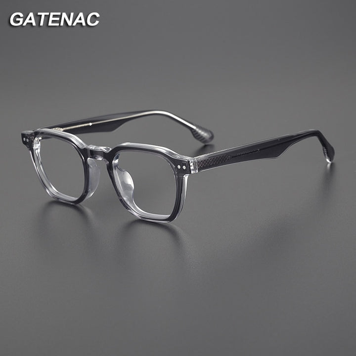 Gatenac Unisex Full Rim Square Acetate Eyeglasses Gxyj1109 Full Rim Gatenac   