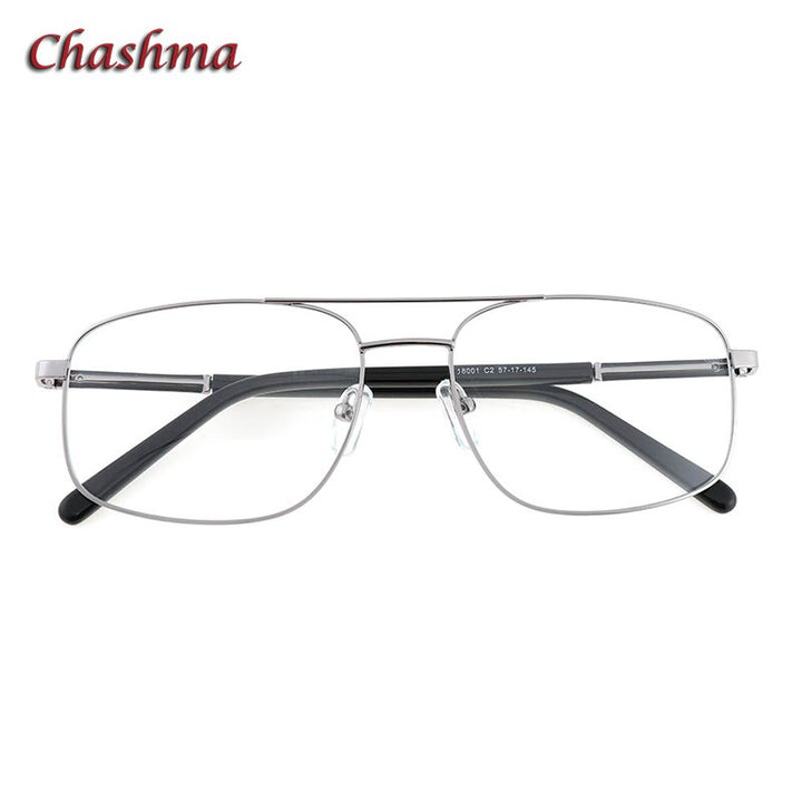 Chashma Ochki Men's Full Rim Square Double Bridge Stainless Steel Eyeglasses18001 Full Rim Chashma Ochki Silver  
