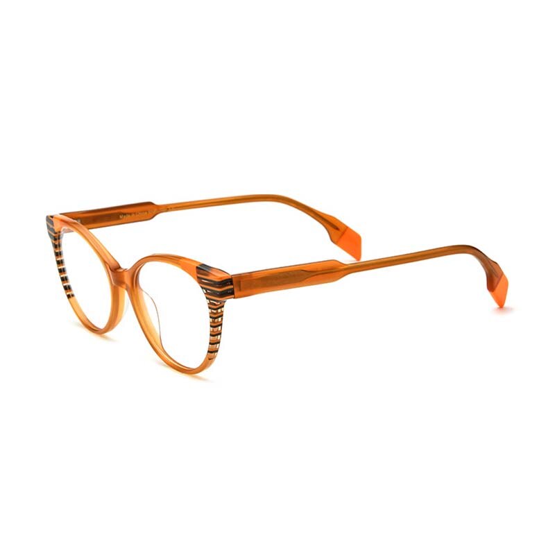 CCSpace Women's Full Rim Cat Eye Acetate Eyeglasses 55058 Full Rim CCspace Orange China 