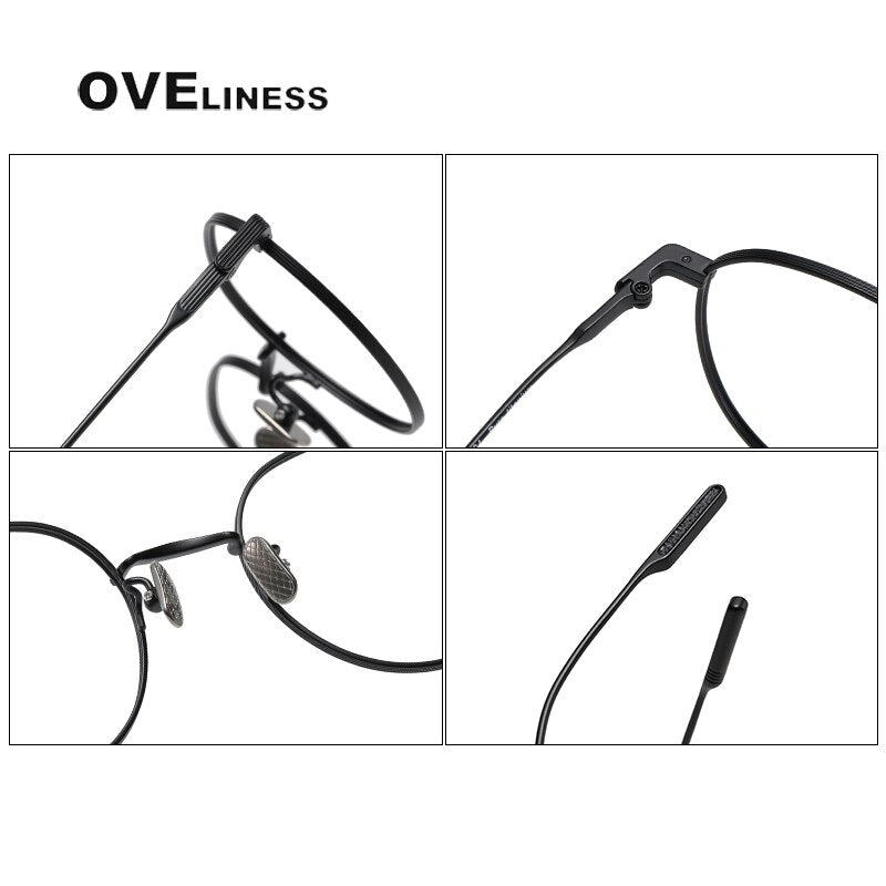 Oveliness Unisex Full Rim Round Square Titanium Eyeglasses 80807 Full Rim Oveliness   