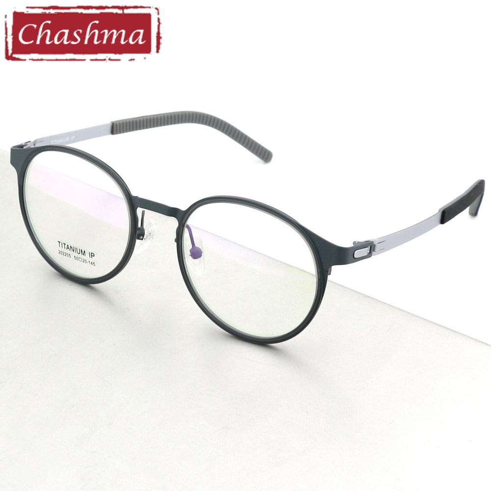Chashma Ottica Unisex Full Rim Round Square Titanium Eyeglasses 202205 Full Rim Chashma Ottica Gray  
