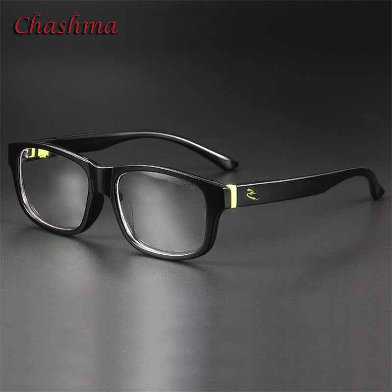 Chashma Ochki Unisex Full Rim Square Tr 90 Titanium Sport Eyeglasses 0048 Sport Eyewear Chashma Ochki Bright Black  