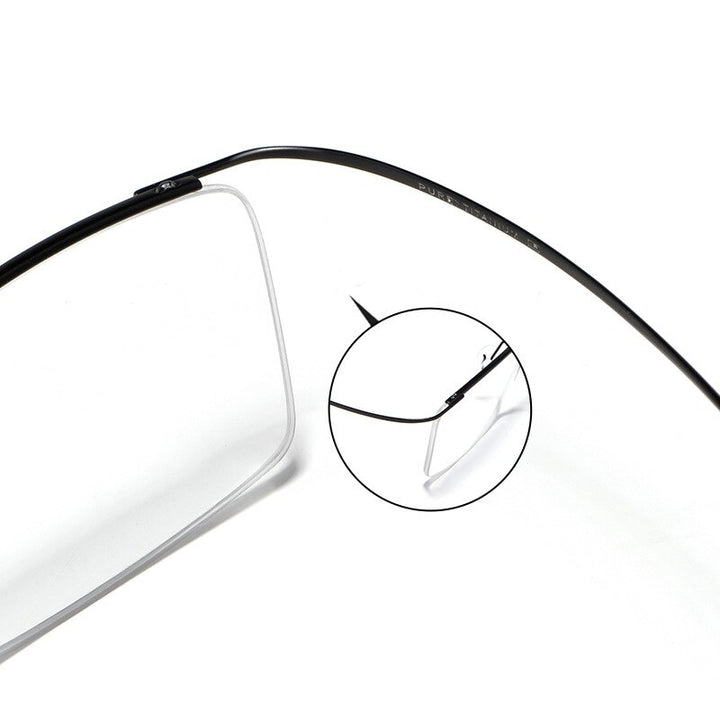 Hdcrafter Men's Semi Rim Square β  Titanium Eyeglasses 30004 Semi Rim Hdcrafter Eyeglasses   
