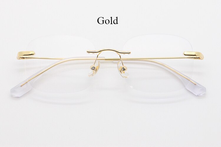 Bclear Unisex Rimless Square Titanium Frame Eyeglasses Myw01 Rimless Bclear Gold  
