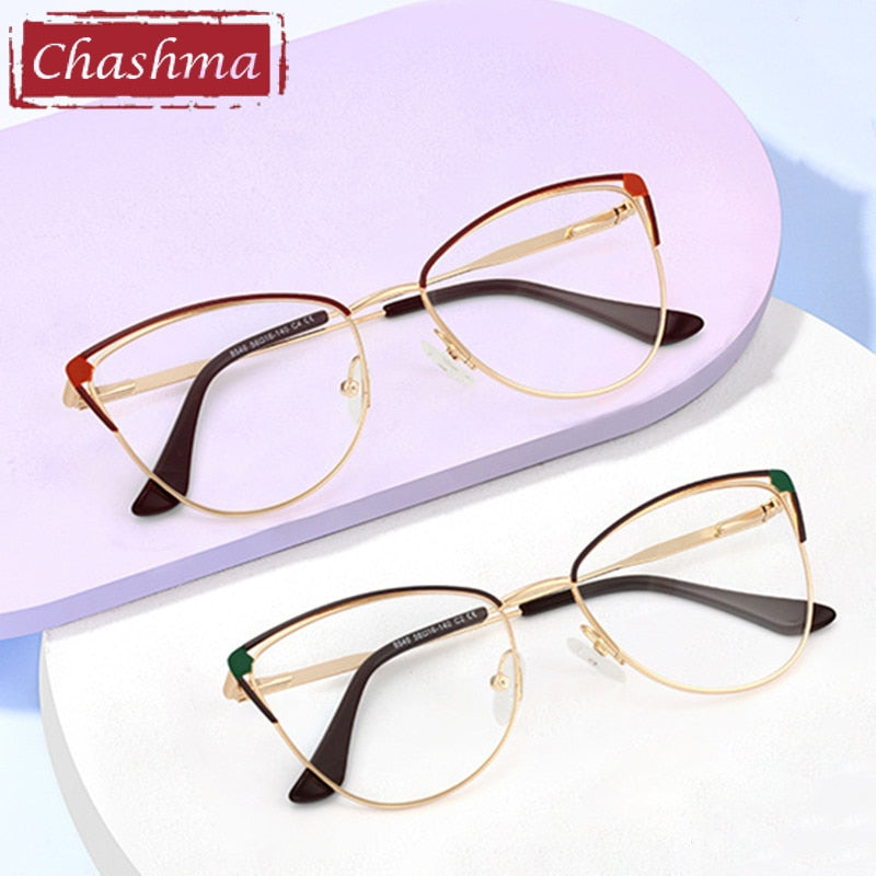 Chashma Ottica Women's Full Rim Square Cat Eye Stainless Steel Eyeglasses 8546 Full Rim Chashma Ottica   