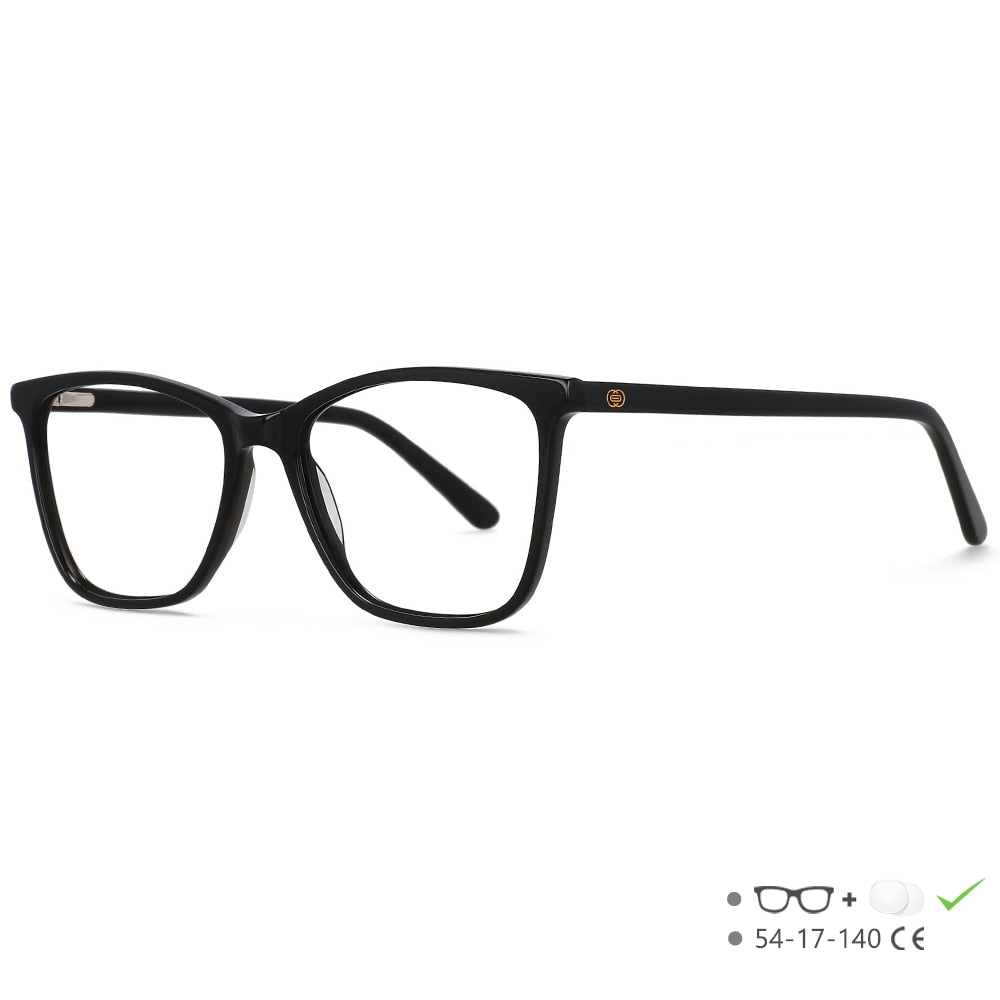CCspace Unisex Full Rim Square Cat Eye Acetate Eyeglasses 55567 Full Rim CCspace Black China 
